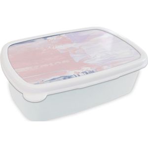 Broodtrommel Wit - Lunchbox - Brooddoos - Pastel - Design - Verf - 18x12x6 cm - Volwassenen