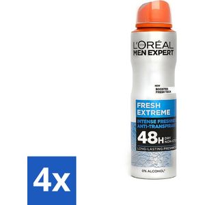 L'Oréal Paris Men Expert Fresh Extreme - Deodorant - 48H Deodorant Spray - 150 ml - Voordeelverpakking - 4 stuks