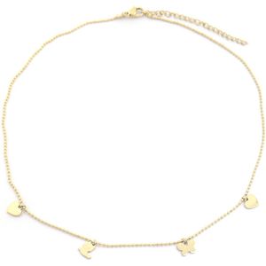 Ketting voor Kinderen - Bedeltjes - RVS - Lengte 35-41 cm - Goudkleurig