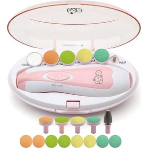 baby-nageltrimmer 21 in 1, veilige elektrische baby-nagelvijl, 13 extra gereedschappen, baby-nagelset, nagelknipper, tenen en nagels voor pasgeboren peuters, trimmen en polijsten (Roze)