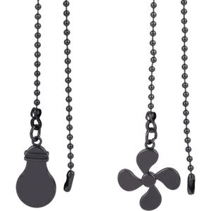 2 Pcs Ceiling Fan Drawstring Extension, 14"" Black Extension Cord with Fan and Lamp Hangers Decorative Accessory for Lamp Switch Decoration