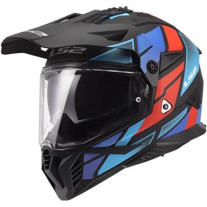 LS2 MX702 Pioneer II helm Block mat zwart rood blauw M