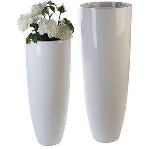 Konus"" wit hoge vaas / plantenbak H.117 cm Gilde Handwerk - eyecatcher - polyresin