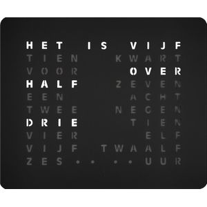 Nederlandse Woordklok - LED klok - Mat Zwart