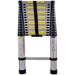 Aluminium Telescopische Ladder 4,4m – 15 Treden – Veilig & Ruimtebesparend – Voor Huis & Tuin