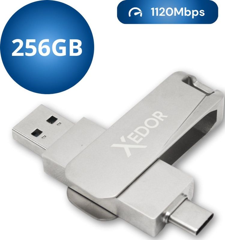 Xedor - Base - USB Stick - 256 GB - 1120 Mbps - USB C en A