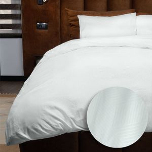 Zydante® Dekbedovertrek Emboss Geometric 200x220 cm - Zilver Grijs - met 2 Kussenslopen