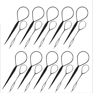 10 paar haarstaartgereedschap, haarvlechtaccessoires, Franse vlechtgereedschapslus voor haarstyling, 20 stuks, zwarte kleur