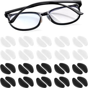 20 Pairs Adhesive Nose Pads Silicone Non-Slip Self Adhesive Nose Pads for Glasses (10 Pairs Transparent + 10 Pairs Black)