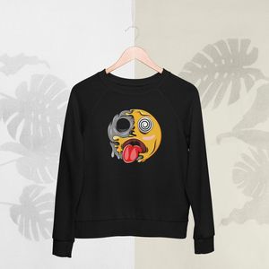 Feel Free - Halloween Sweater - Smiley: Gezicht met spiraalvormige ogen - Maat XL - Kleur Zwart