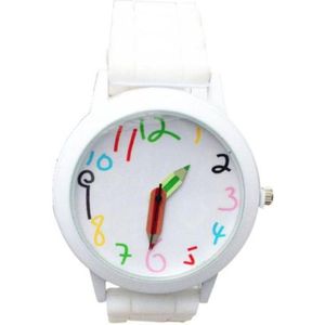 Hidzo Horloge Potlood - Ø 39 mm - Wit - Siliconen - In Horlogedoosje