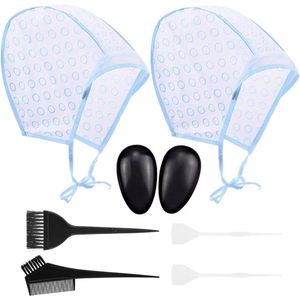 Set van 2 highlightkapjes - haarverfaccessoires met haarverfkwast en metalen haken voor salon en thuisgebruik - haarverf - haarkap - haarverfmiddel