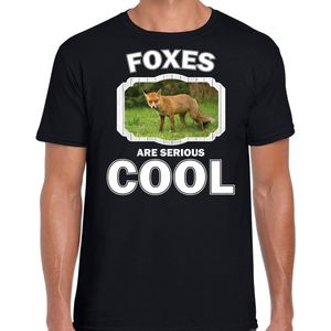 Dieren vossen t-shirt zwart heren - foxes are serious cool shirt - cadeau t-shirt bruine vos/ vossen liefhebber S