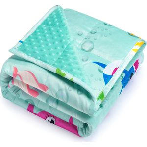 Sivio-Verzwaringsdeken Kind 2,3kg - 90 x 120cm - Zwaartedeken - Weighted Blanket - Flanel Verzwaarde Deken - Oeko Tex Keurmerk-Kind Beter slapen-Groene Haai