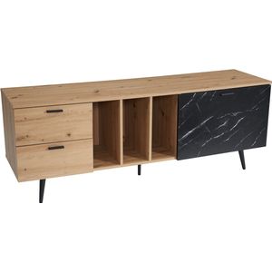 Rootz Lowboard 150 cm TV-meubel - TV-standaard - Marmerzwart ontwerp - Moderne stijl - Ruime opbergruimte - Duurzame constructie - 150 cm x 55 cm x 40 cm