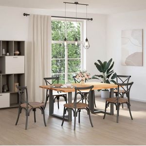 The Living Store Eettafel met natuurlijke rand 180x120x74 cm massief eikenhout - Eetkamertafel - Houten Tafel - Oak Wood Tafel - Salontafel - Grote Eetkamertafel