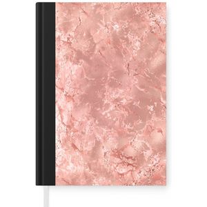 Notitieboek - Schrijfboek - Marmer print - Glinster - Roze - Notitieboekje klein - A5 formaat - Schrijfblok