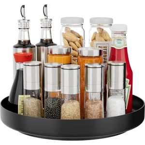 Draaitafel Organizer voor Kast Pantry Keuken - Roterend Spice Rack 11 inch Zwart