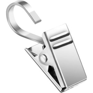 Verpakking van 25 gordijnclips, roestvrijstalen gordijnhaken met clips voor het ophangen van gordijnhaken, kleine haakclips voor kampeerluifelverlichting, fotofeestdecoratie