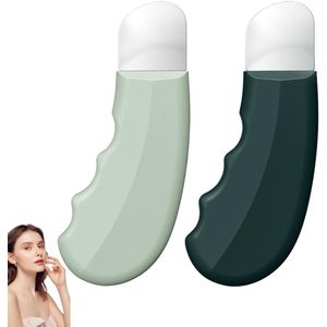 2 stuks - Mee-eter verwijderaar - Mee-eter siliconen spatel - Herbruikbare gezichtskrabber - Diepe gezichtsreinigingskrabber - Zachte reinigingsborstel voor mee-eters - Geschikt voor het verwijderen van acne, reinigingstool (groen)
