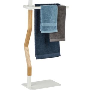 Relaxdays handdoekenrek staand - 2 armen - moderne handdoekhouder zonder boren - toilet