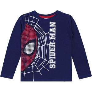 Marineblauwe jongensblouse met Spider-Man motief