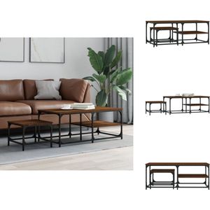 vidaXL Nesttafel - Nesttafels - Bijzettafel - Tafeltjesset - 2-delige Tafeltjesset bewerkt hout bruin eikenkleur