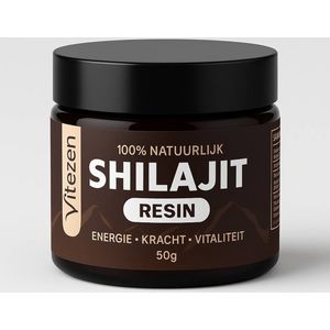 Vitezen Shilajit Resin - 50g - 100% natuurlijk - Hoog in Fulvinezuur & Mineralen - Antioxidant - Energiebooster - Libido - Inclusief Maatlepel