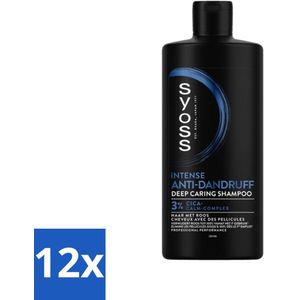 12 x SYOSS - AntiDandruff - Shampoo - Langdurige Styling - 440ml - Anti-Roos Shampoo - Roze Shampoo - Roze Behandeling - Kalmerende Shampoo - Hoofdhuid Verzorging