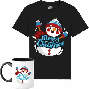 Sneeuwman - Foute kersttrui kerstcadeau - Dames / Heren / Unisex Kleding - Grappige Kerst, Oud en Nieuw en winter Outfit - T-Shirt met mok - Unisex - Zwart - Maat M