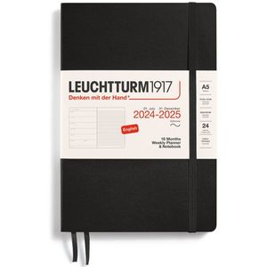 Leuchtturm1917 weekplanner + notities - agenda - 18 maanden 2024 - 2025 - softcover - A5 -zwart