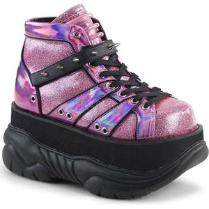 Neptune-100 glitter unisex plateau sneakers met spikes roze - (EU 36 = US 4) - Demonia