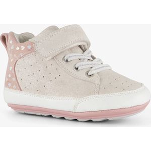 Groot leren babyschoenen met hartjes - Beige - Uitneembare zool - Maat 18 - In cadeauverpakking