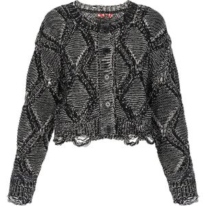 myMo - ROCKS - Gebreid Vest - Zwart / Wit