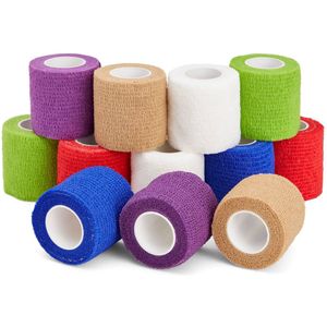 12 rollen sportbeschermend zelfklevend verband, universeel niet-geweven vingerverband, elastisch verband voor huisdieren, schrijfvingerbeschermer.