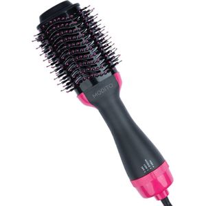 Modito 3-in-1 föhnborstel - Keramische magic brush - Airstyler - Krullen/lang/stijl - 1000W - Zwart/Roze