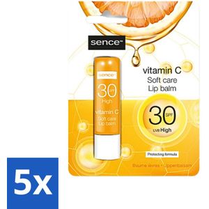 5 x Sence - Soft Care Vitamin C - Lippenbalsem - Hydraterend - 4,3 g - Vitamine C Lippenbalsem - Hydraterende Lippenbalsem - Lippen Verzorging - Droge Lippen Herstel - Gezonde Lippen