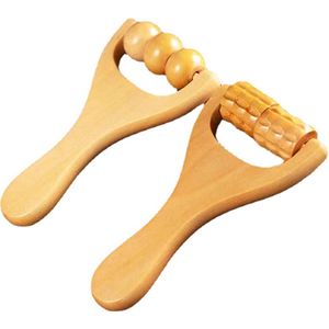 2 Stuks - Massageapparaten - Houten Massage Roller Tool - Massageapparaten - Bindweefselmassages - Relax - hout kleur - 15*8cm - Hout