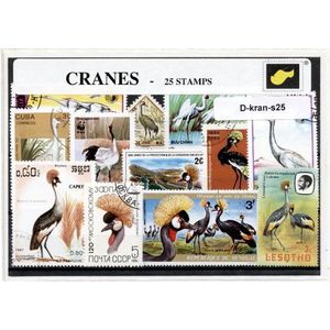 Kraanvogels – Luxe postzegel pakket (A6 formaat) : collectie van 25 verschillende postzegels van kraanvogels – kan als ansichtkaart in een A6 envelop - authentiek cadeau - kado - geschenk - kaart - Gruidae - paarband - nek - vliegen - vogel