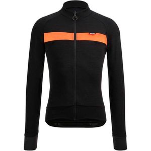 Santini Fietsshirt lange mouwen Heren Zwart - Adapt Wool - Thermal Jersey Arancio - L
