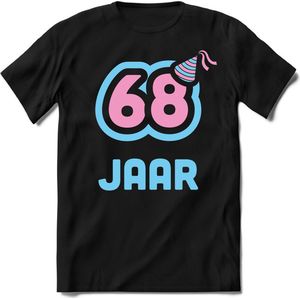 68 Jaar Feest kado T-Shirt Heren / Dames - Perfect Verjaardag Cadeau Shirt - Licht Blauw / Licht Roze - Maat S