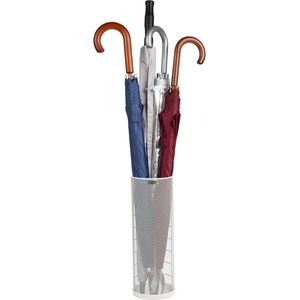 Paraplustandaard met versterkte massieve rand en metalen gaas - 14 cm L x 14 cm B x 40 cm H - wit