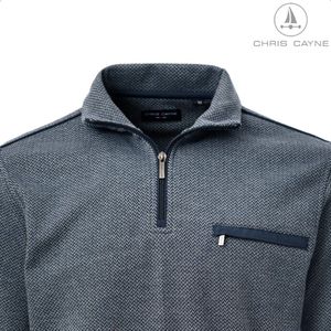 Trui 4024 navy gemeleerd korte rits Chris Cayne - maat M