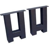 H tafelpoot metaal eetkamerbank 8x8 Set - Zwart