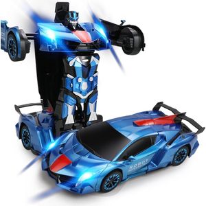 MEWAU 1:18 RC transformerende auto/robot - 2 in 1Afstand Bestuurbare Auto -Gebaar waarneming - Speelgoed Auto - Blauw