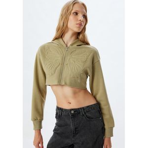 Koton - Sweatvest - Kaki - Ritssluiting - Capuchon - Effen