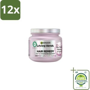 Garnier - Loving Blends - Haarmasker - Rice Water Infusion - Glans & Zachtheid - Lang Haar - 340 ml - Voordeelverpakking - 12 stuks - Haar masker - Glans masker