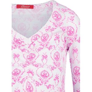 Exclusief Luxueus Kinder nachtkleding Luxe mooi zacht roze Girly Nachthemd van Hanssop met verfijnde rand details en luxe mouw verwerking, Meisjes nachthemd, roze bloem print, maat 104