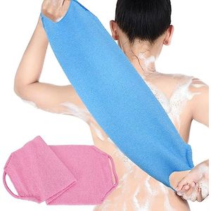 Rugrubber en Badschrobber Set - 2 Stuks Roze en Blauw