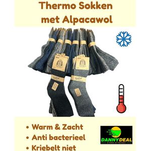 3 paar Wollen Sokken met Alpacawol - Maat 39-43 - Thermosokken - Outdoor sokken - Werksokken - Huissokken - Warm & Zacht